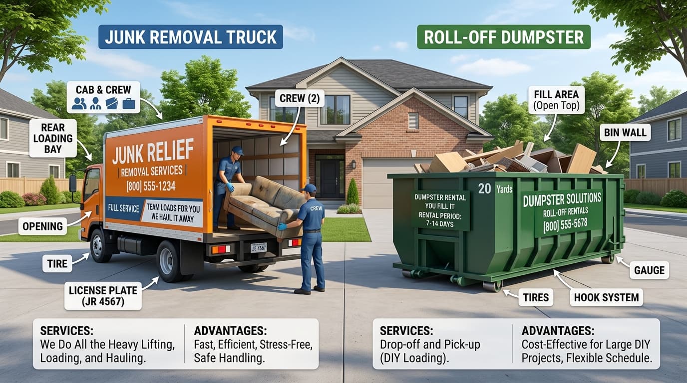 A comparison between junk removal and dumpster rental options