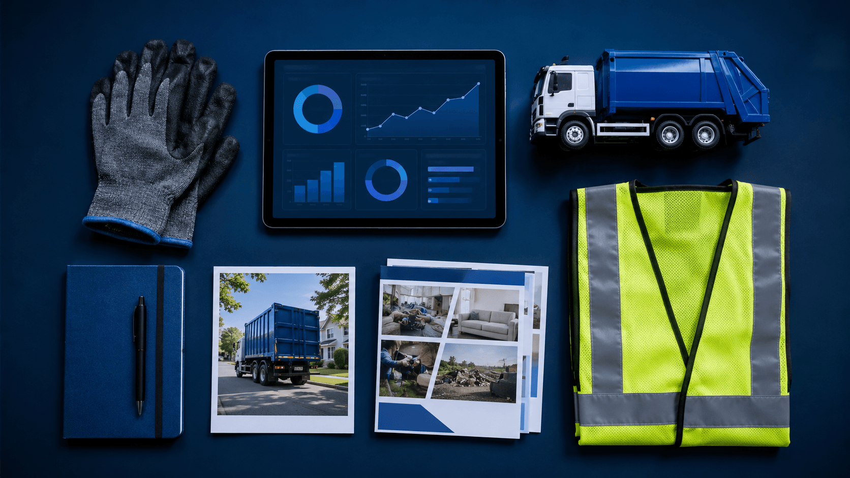 Junk removal equipment and campaign analytics arranged for an advertising brief