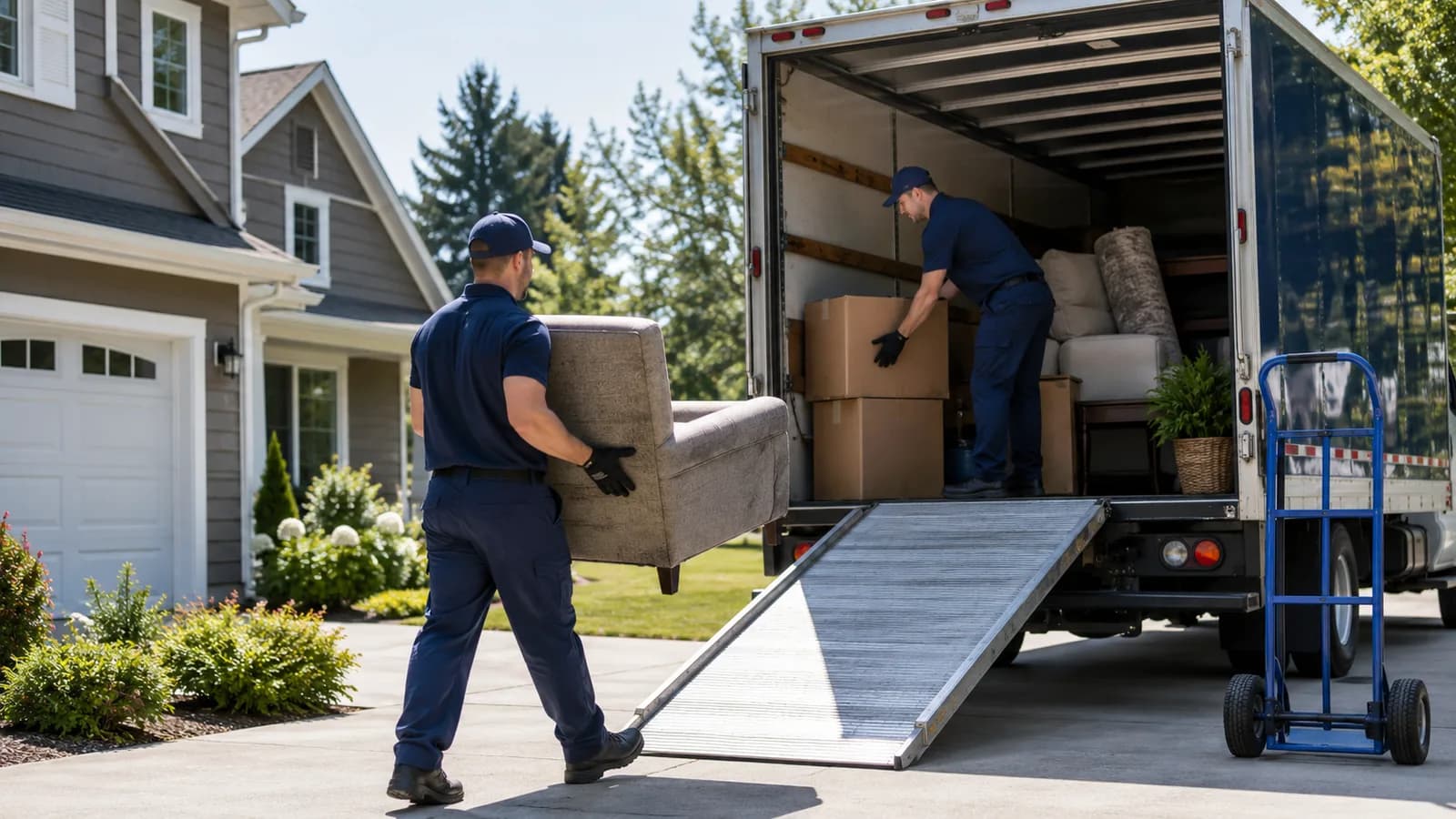 Illustration of a removal crew loading a vehicle